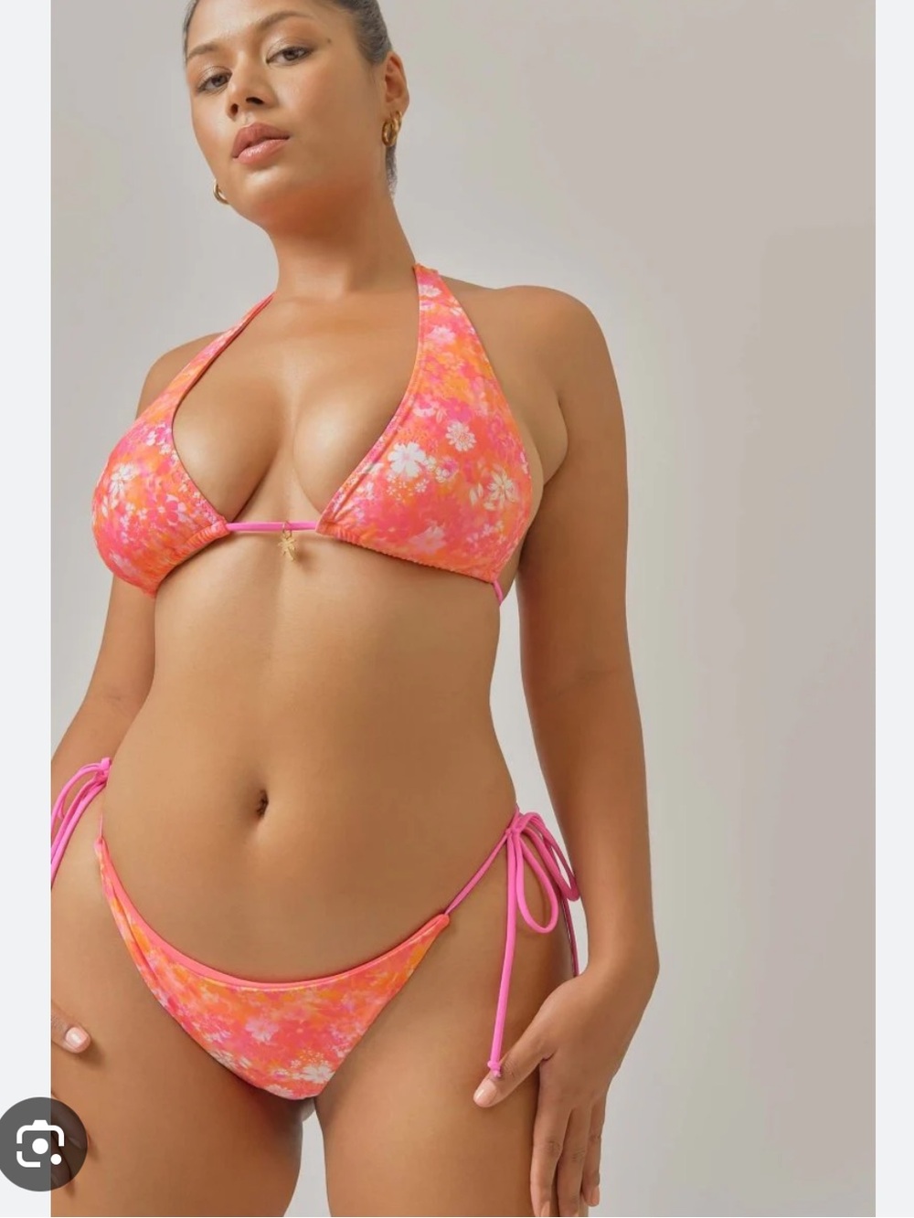Blackbough Pink Orange Floral Halter Bikini